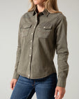 Kaycee Denim Top- Army-
