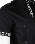 Glen - Black Short Sleeve Studded Shirt-