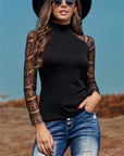 Lace Sleeve High Neck Shirt