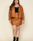 Vegan Leather Open Front Jacket