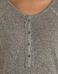 Long Sleeve Henley- Grey-