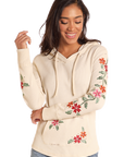 Lightweight Waffle Hoodie- Cream Embroidered - LW94T04624