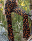 Velvet Floral Black Flare Pants
