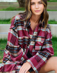 Hailee Plaid Shacket- Maroon/Plum