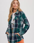 Flannel Shacket- Green Plaid-