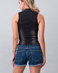 Denim Oblique Cut Vest/Tank- Black