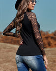 Lace Sleeve High Neck Shirt