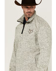 Quarter Zip Skull Fleece- Oatmeal- 173232-