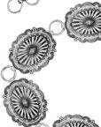 Classic Round Floral Concho Belt- Silver- L/XL