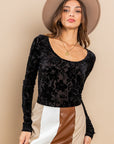 Velvet Floral Bodysuit- Black