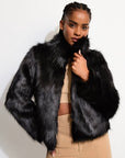 Fur Delish Luxe Faux Fur Coat- Black -