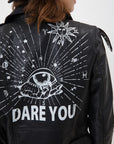 Black Vegan Leather Graphic Jacket