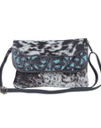 Blue Cresent Small Hand Tooled Bag with Turquoise Accents