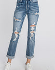 Super HighRise Distressed Mom Jean