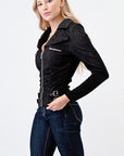 Zip-Up Pocket Suede Shirt- L3683- Black