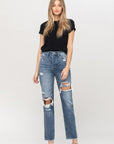 Super HiRise Hidden Button Distressed Straight
