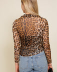 Sheer Cheetah Tie Front Top
