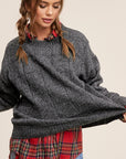 Nellie- Woven Pattern Sweater- Charcoal Black-