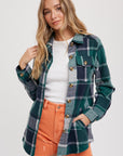 Flannel Shacket- Green Plaid-