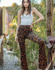 Velvet Floral Black Flare Pants