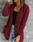 Half Button-Up Cardigan Sweater Burgundy L
