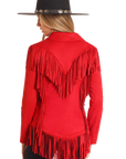 Western Microsuede Jacket- Red- DW93C04158-