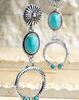 Squash Blossom Drop Earring in Silver with Turquoise