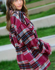 Hailee Plaid Shacket- Maroon/Plum