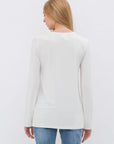 Bejeweled V-Neck Long Sleeve - White