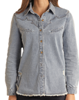 Distressed Western Denim Shirt-