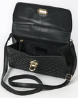 Crosshatch Leather Handbag - Black - NMBGM198D