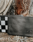 Stockyard Checkered Cowhide Wristlet Pouch
