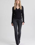 Long Sleeve Lace Detail Top- Black