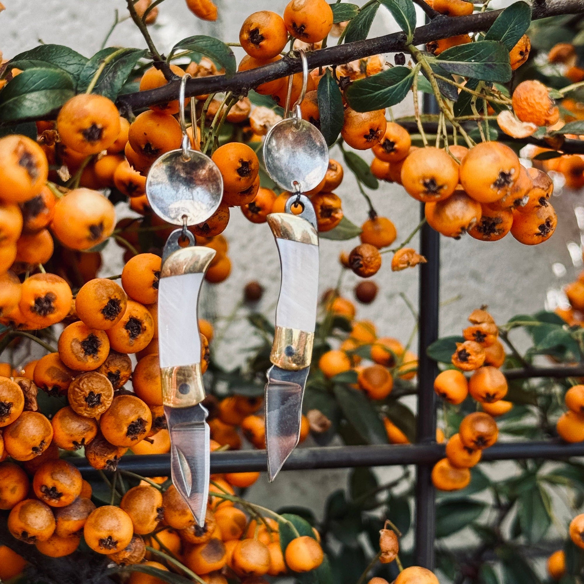 The Billie Earrings: Mother of Pearl Handle-