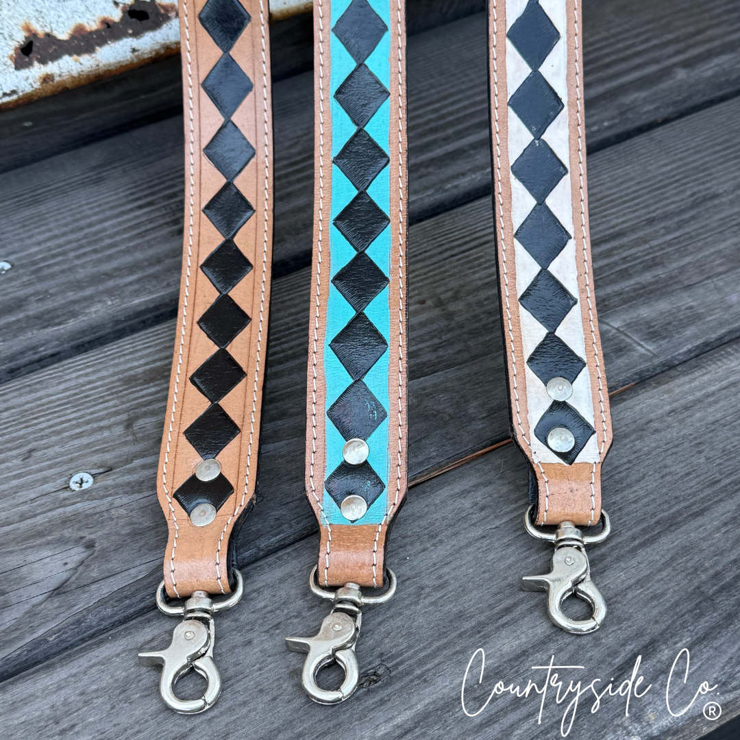 Wild West Checkered Purse Straps: White