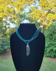 Turquoise Carved Shell Pendant Necklace- Native Made