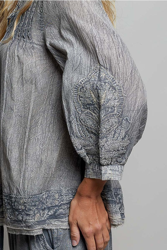 Tassle Boho Blouse- Charcoal-
