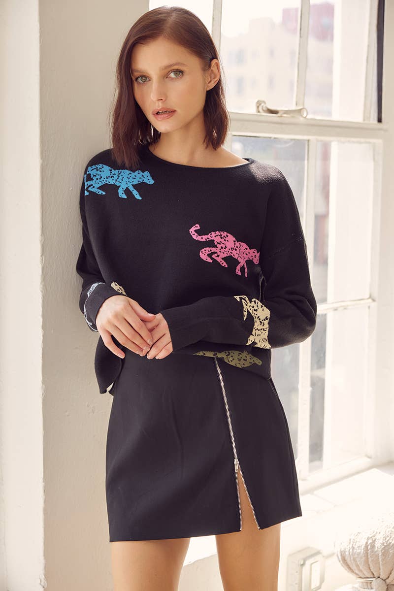 Side Zip Mini Skirt- Black