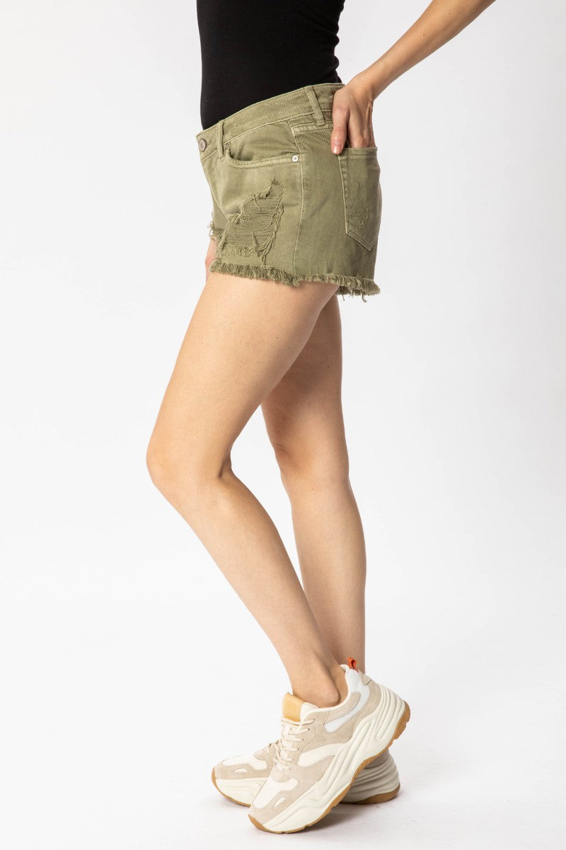 Mid-Rise Boyfriend Short- Olive