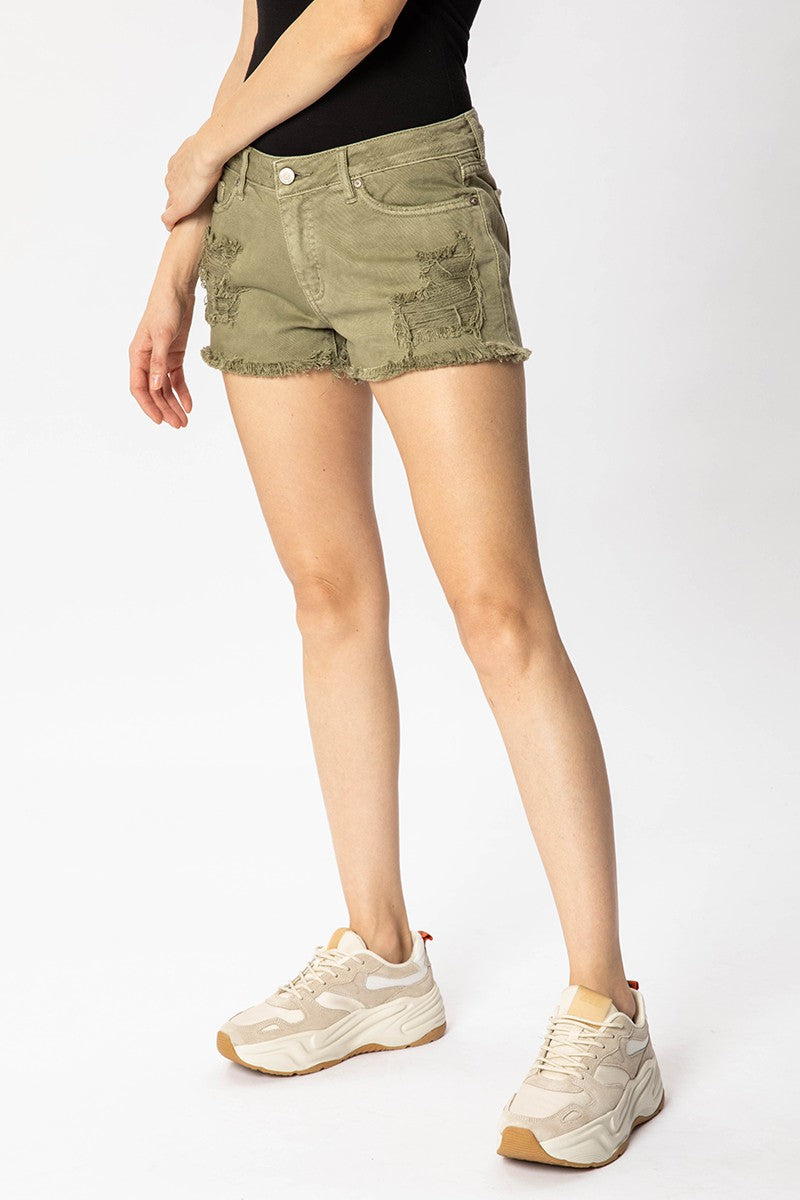 Mid-Rise Boyfriend Short- Olive