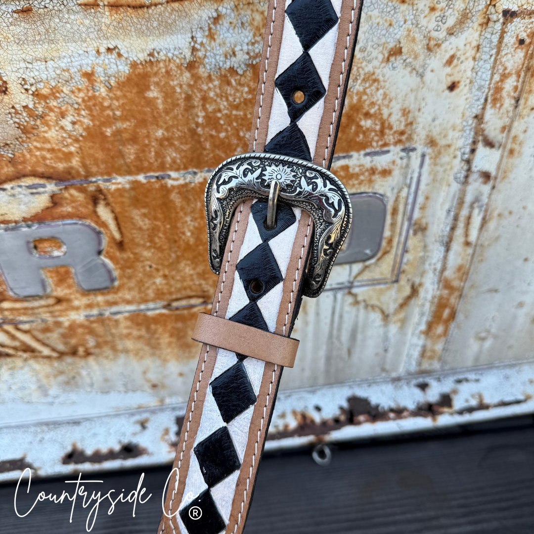 Wild West Checkered Purse Straps: White