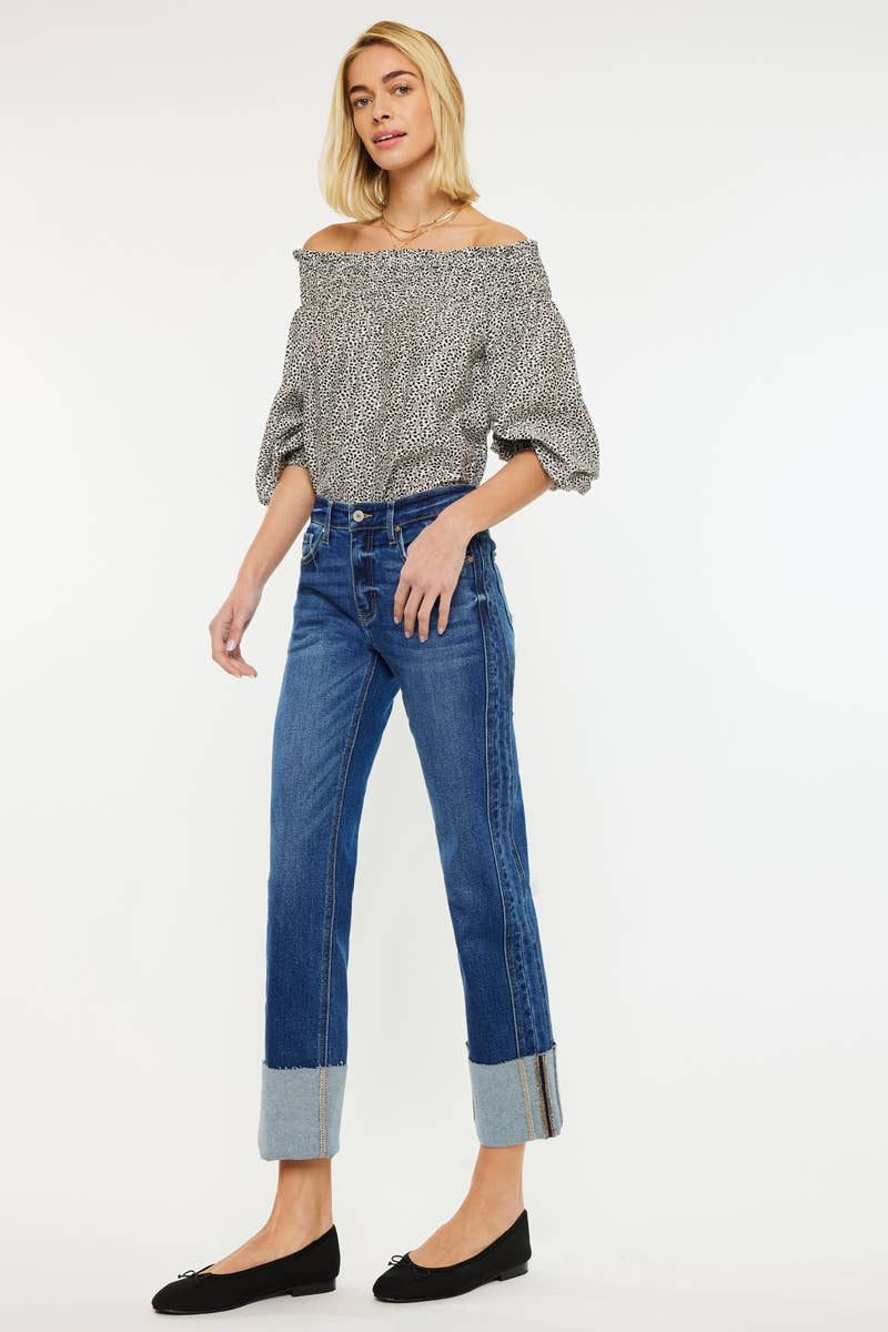 Mid-Rise Cropped Cuffed Straight Jean-