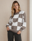 Checkered Sweater- Brown