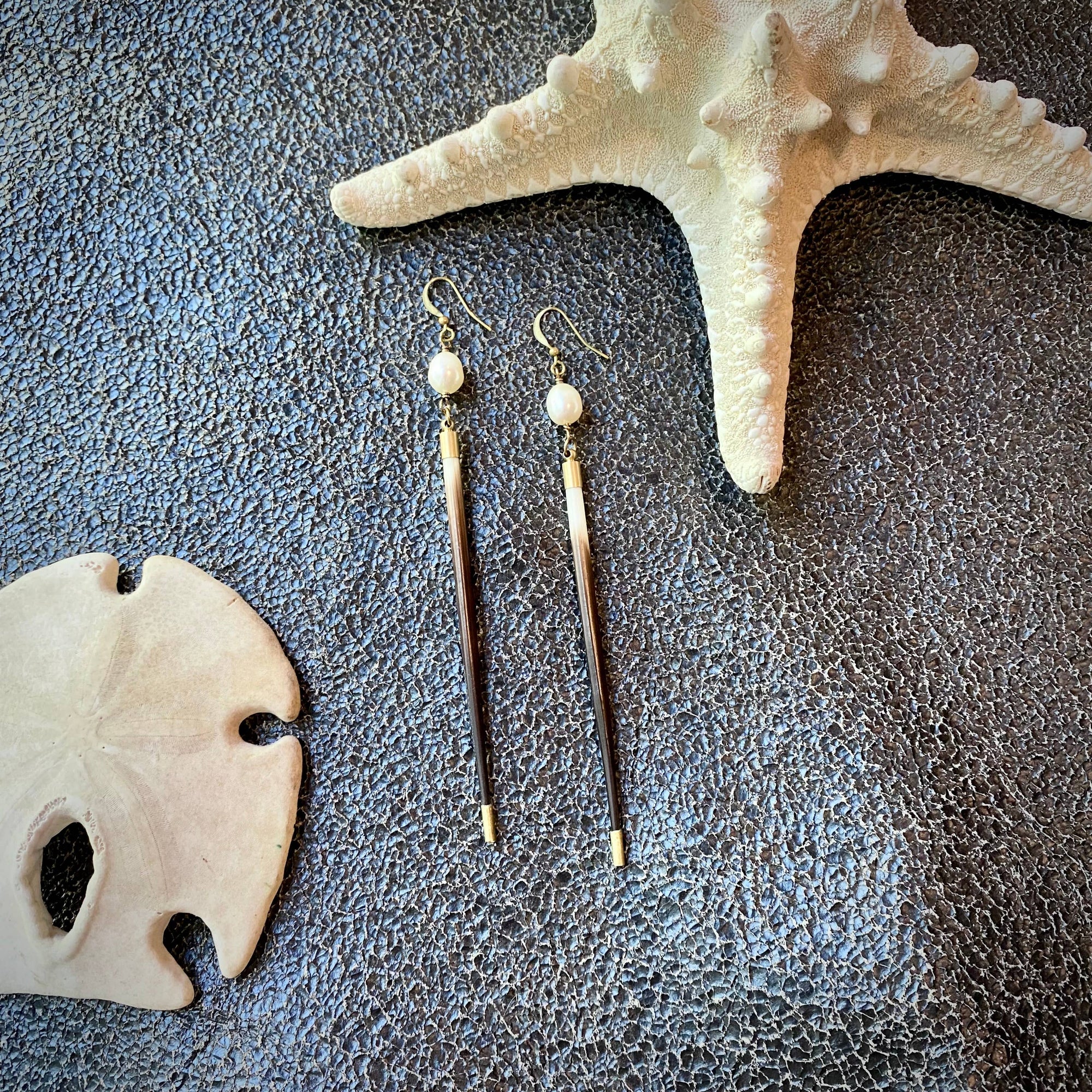 Porcupine Quill &amp; Pearl Earrings