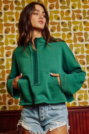 Cropped Sweatshirt- Green-