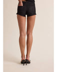 Denim Stretch Micro-Shorts- Black