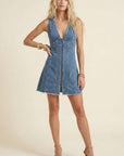 Stretch Denim Zipper Dress- Medium-