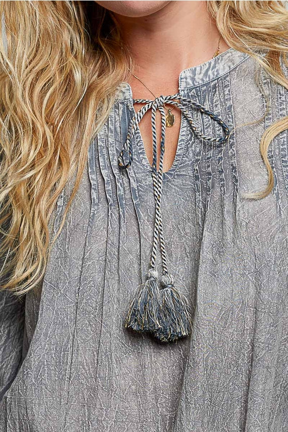 Tassle Boho Blouse- Charcoal-