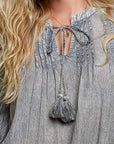 Tassle Boho Blouse- Charcoal-