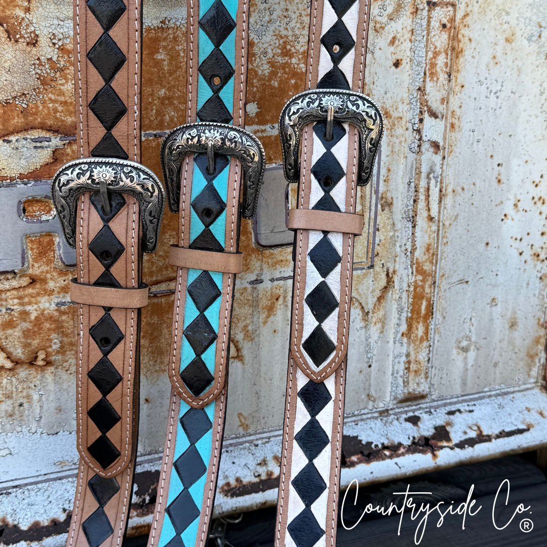 Wild West Checkered Purse Straps: White